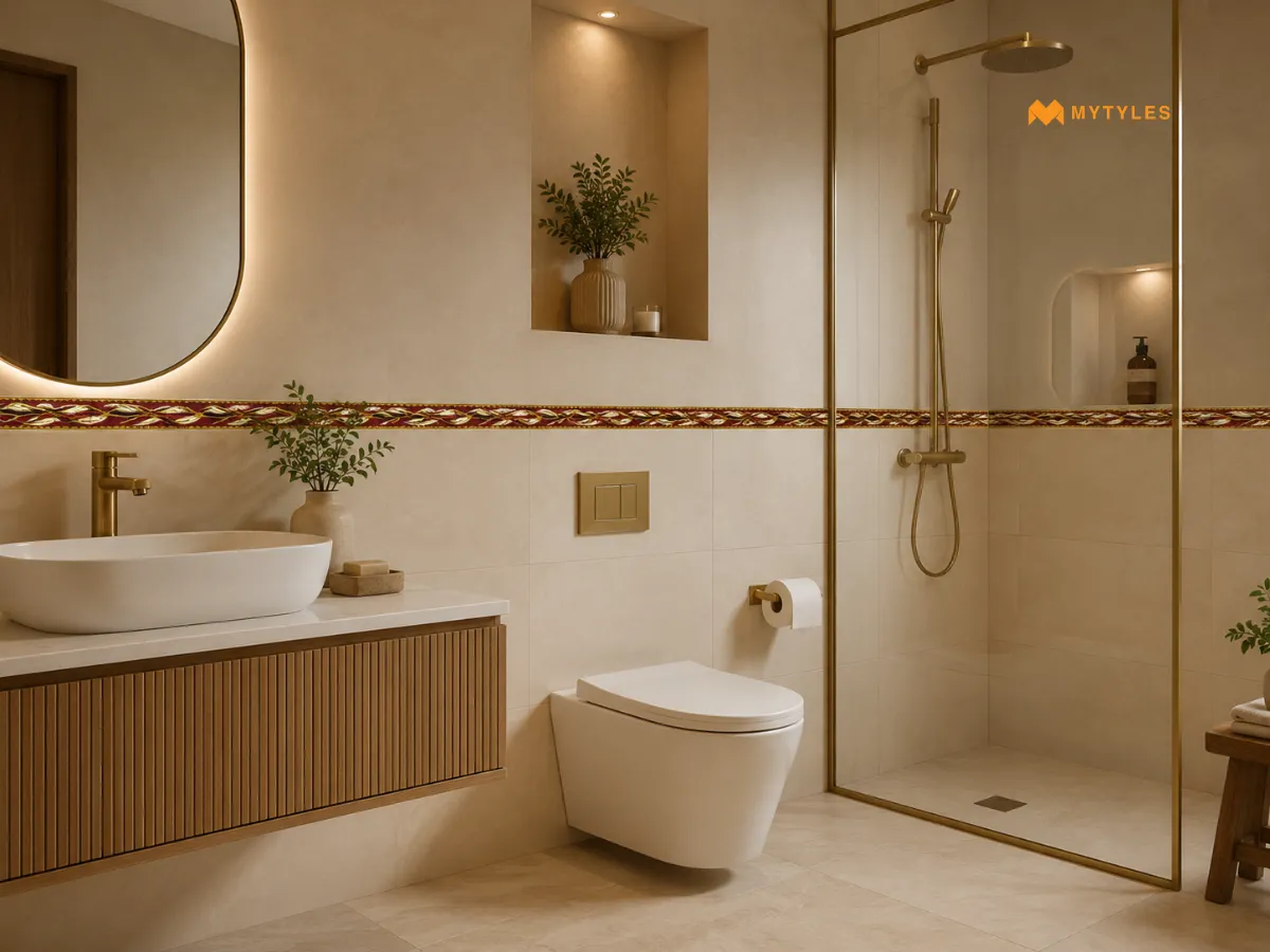Decorative Border Above Bathroom Dado Tiles